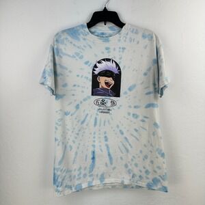 Jujutsu Kaisen Anime T-Shirt Men M Blue White Tie Dye Streetwear Fan Gear Show